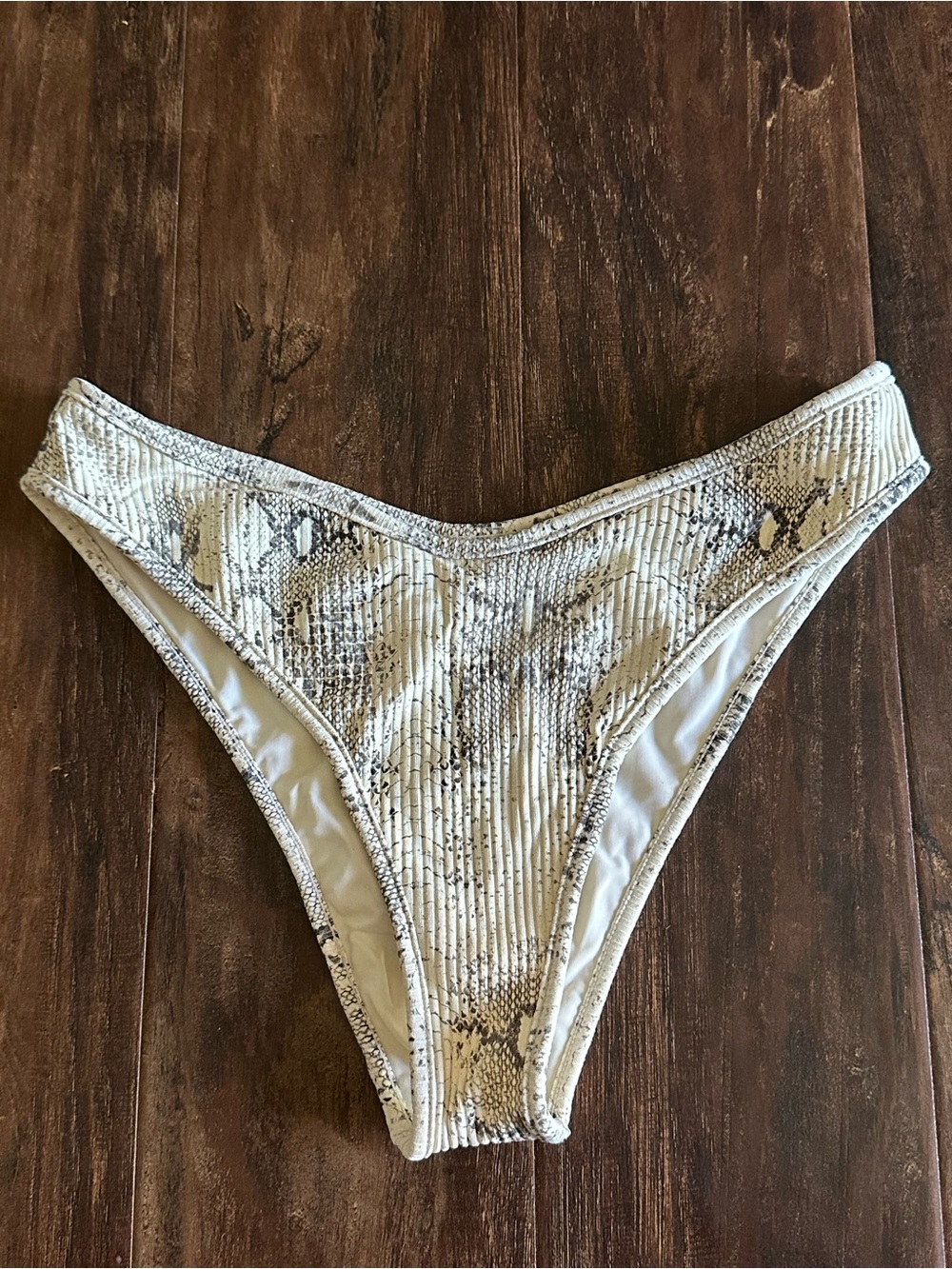 Montce Cream Bikini Top with Silver Metallic Trim